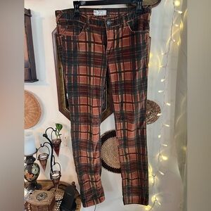 Free People Plaid Corduroy Pants